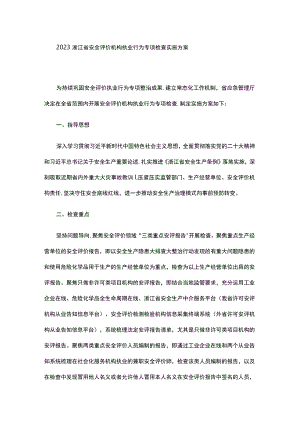 2023浙江省安全评价机构执业行为专项检查实施方案-全文及附表.docx