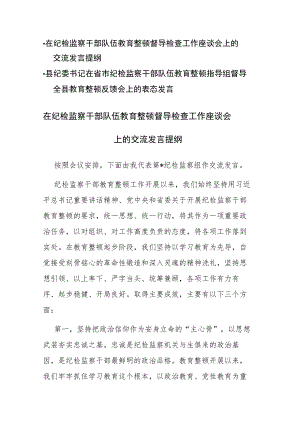 两篇：2023年在纪检监察干部队伍教育整顿督导检查工作会上的交流发言提纲材料范文.docx