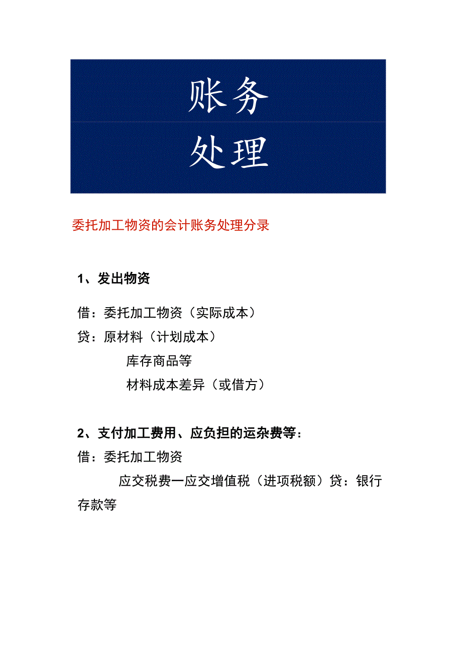 委托加工物资的会计账务处理分录.docx_第1页