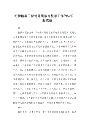 纪检监察干部对开展教育整顿工作的认识和感悟六篇汇编精选三篇.docx