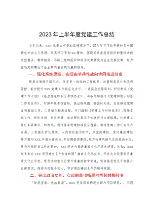 2023年上半年度党建工作总结.docx