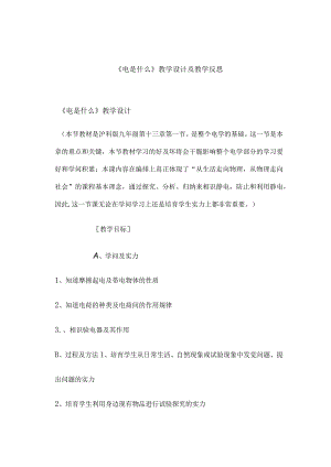 电是什么教学设计与教学反思.docx