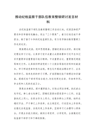 推动纪检监察干部队伍教育整顿研讨发言材料（三篇).docx