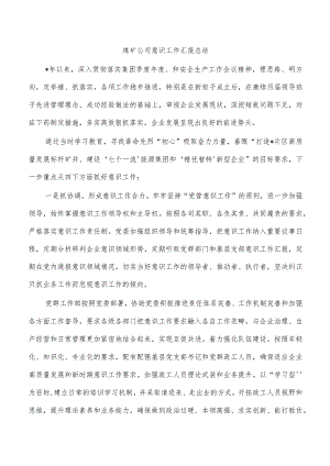 煤矿公司意识工作汇报总结.docx