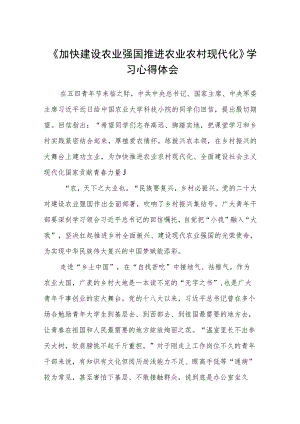 《加快建设农业强国推进农业农村现代化》学习心得体会精选（共三篇）.docx