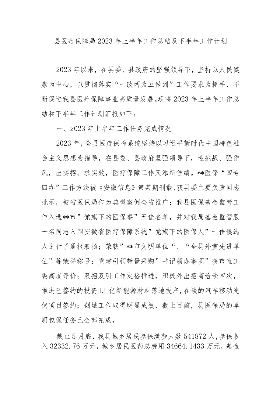 2023年上半年县医疗保障局工作总结及下半年工作计划2篇.docx_第2页