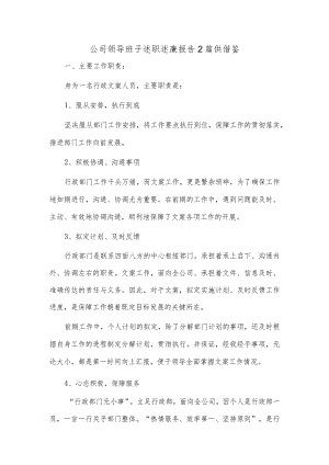 公司领导班子述职述廉报告2篇供借鉴.docx