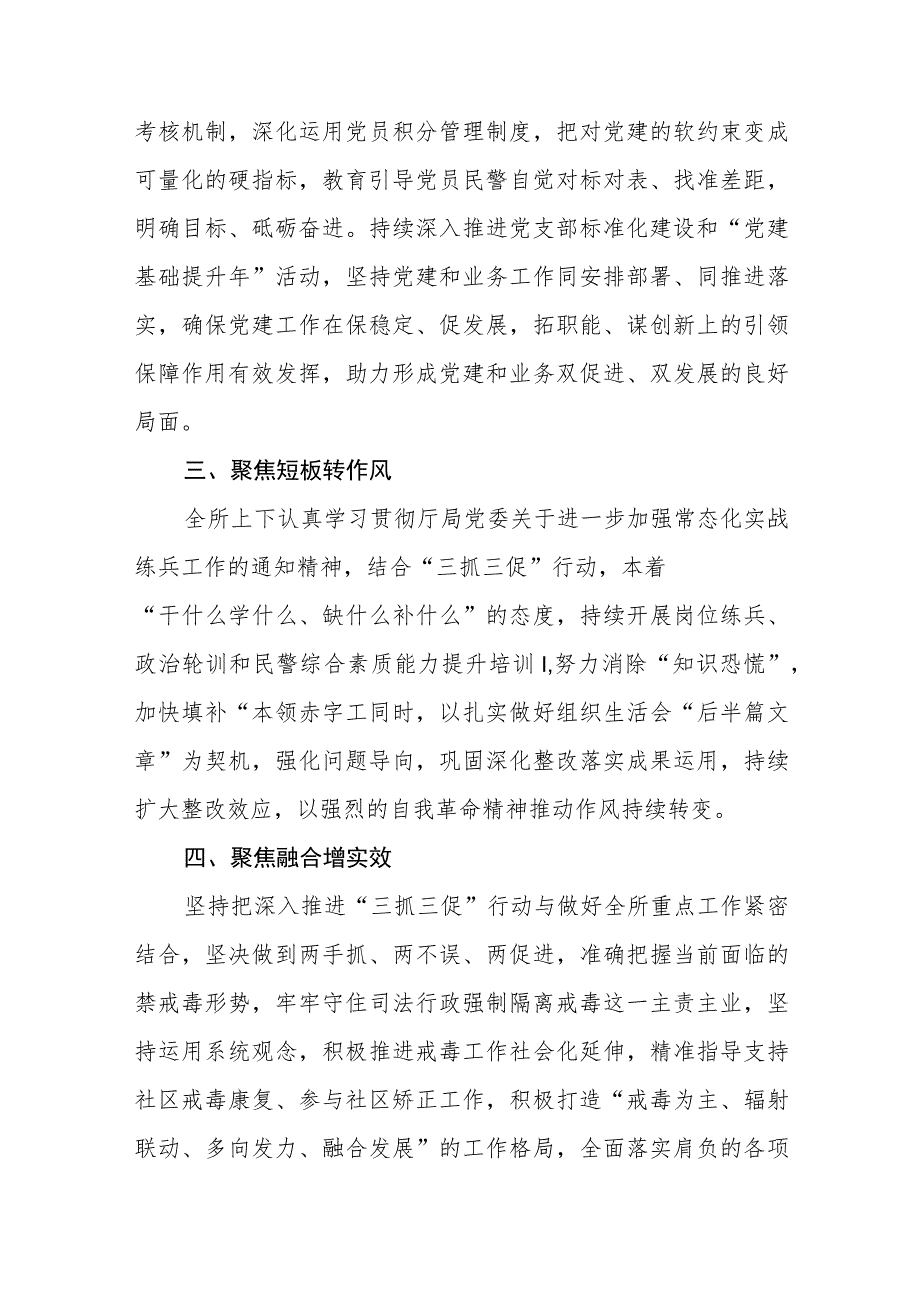 强制隔离戒毒所三抓三促行动专栏研讨发言材料（3篇）.docx_第2页