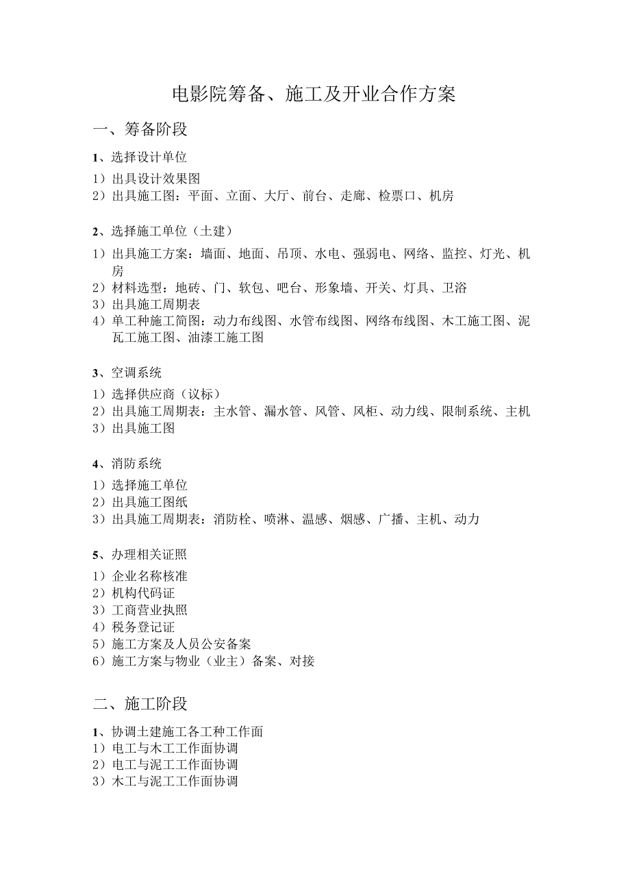 电影院筹备、施工及开业合作方案.docx_第1页