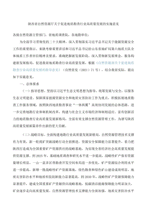 陕西省自然资源厅关于促进地质勘查行业高质量发展的实施意见.docx