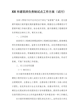 XX市建筑师负责制试点工作方案.docx