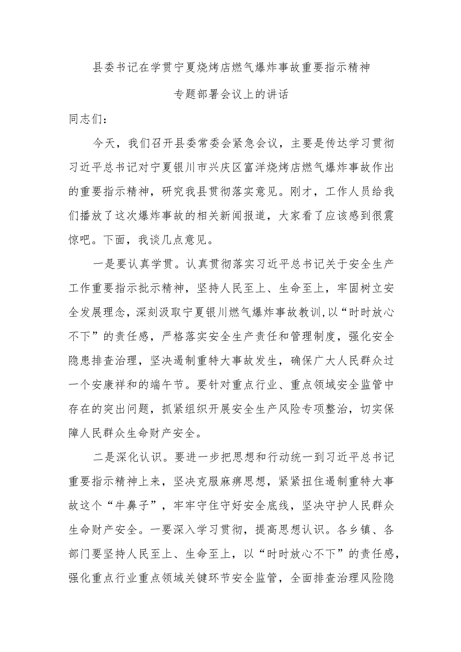 书记在学贯宁夏烧烤店燃气爆炸事故重要指示精神专题燃气安全生产防汛求灾部署会议上的讲话和在全市燃气安全排查整治暨重点行业领域上的讲话.docx_第2页