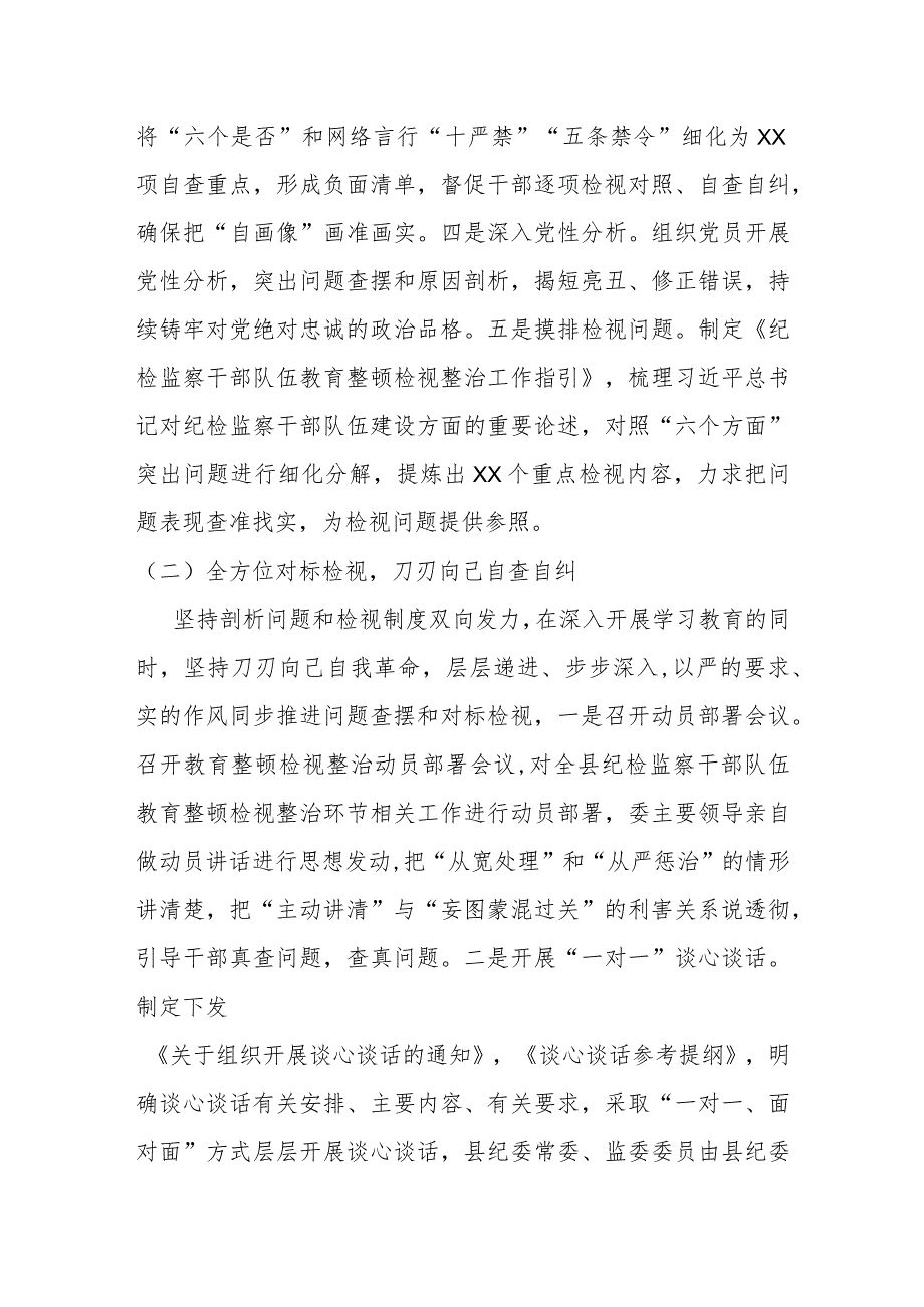 某县纪委监委教育整顿“检视整治”环节工作总结及下步打算.docx_第2页