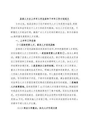 县委人才办上半年工作总结和下半年计划（汇报报告）.docx