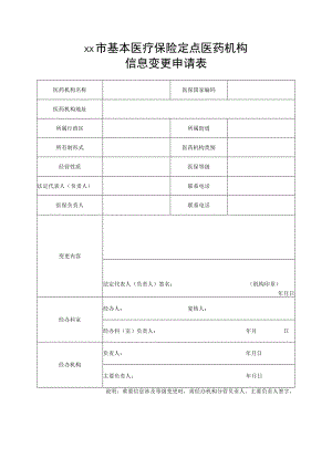 市基本医疗保险定点医药机构信息变更表.docx