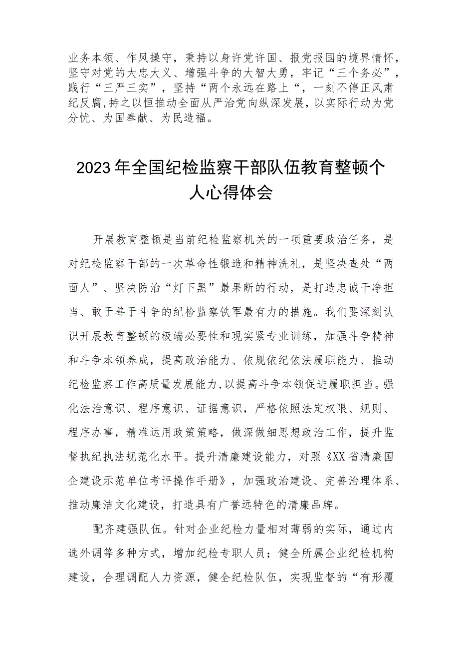 2023年全国纪检监察干部队伍教育整顿的心得体会发言材料七篇.docx_第3页