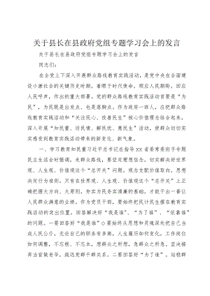 【精品文档】关于县长在县政府党组专题学习会上的讲话（整理版）.docx