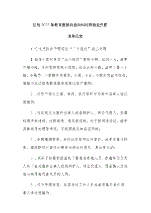 法院2023年教育整顿自查自纠对照检查负面清单范文.docx