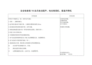 各式电动葫芦、电动卷扬机、垂直升降机安全检查表14.docx