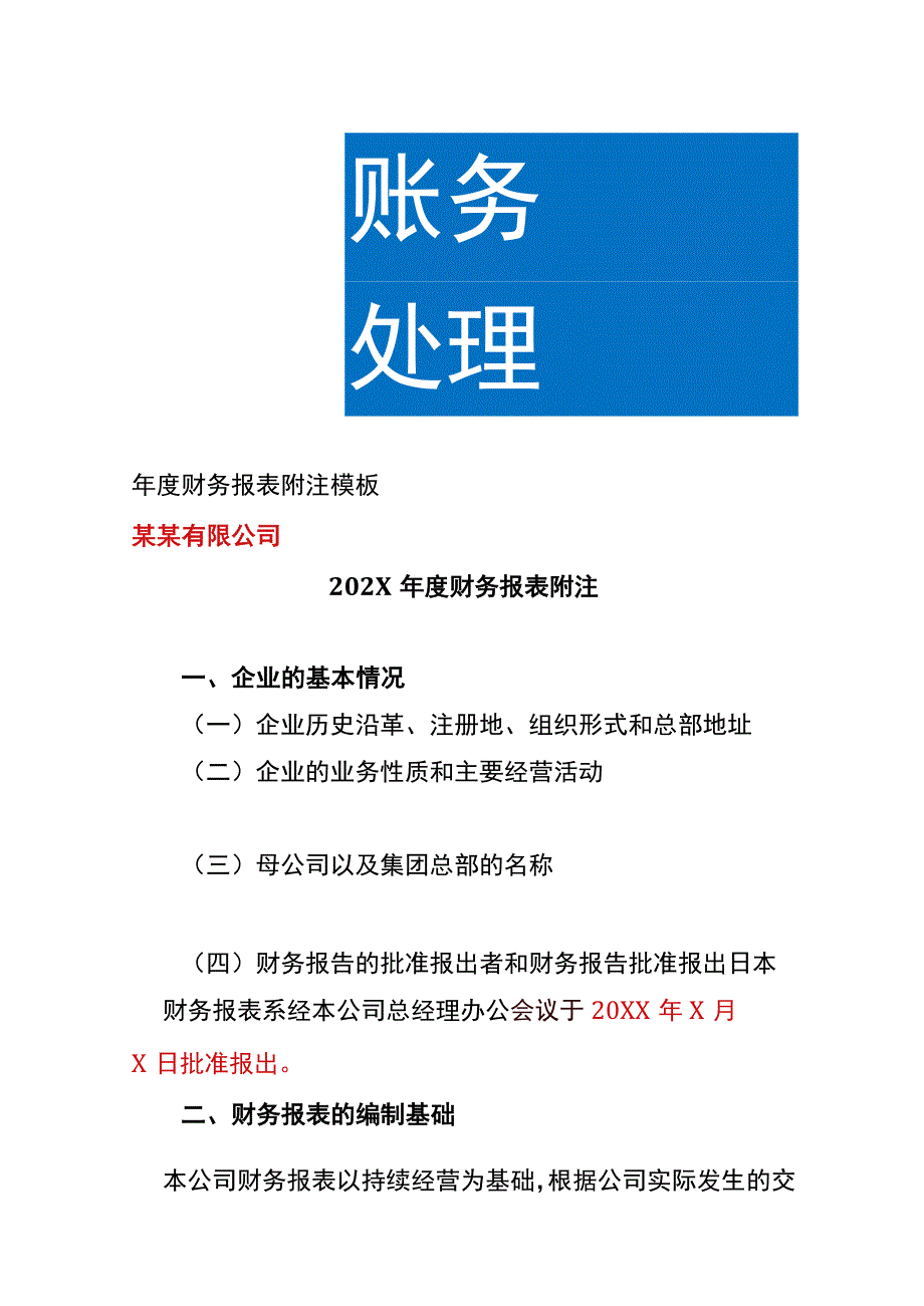 工厂年度财务报表附注模板.docx_第1页