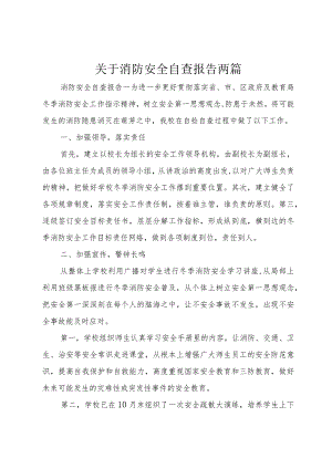 【精品文档】关于消防安全自查报告两篇（整理版）.docx