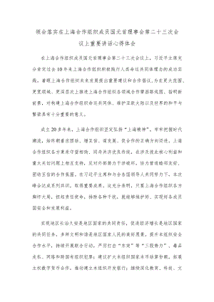 领会落实在上海合作组织成员国元首理事会第二十三次会议上重要讲话心得体会.docx