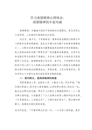 学习南梁精神心得体会：南梁精神的丰富内涵.docx