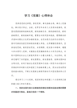 2023关于新党章的学习心得体会范文四篇.docx