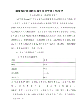 清廉医院创建医疗服务优质主要工作成效.docx