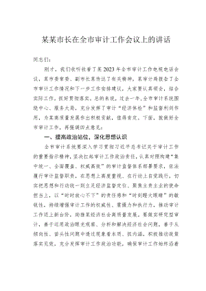 某某市长在全市审计工作会议上的讲话.docx