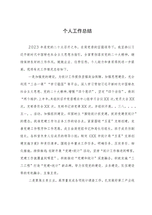 统计局党员领导干部上半年个人工作总结.docx