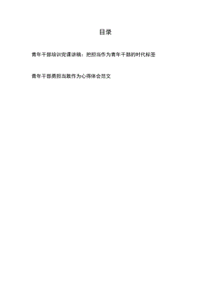 青年干部培训党课讲稿：把担当作为青年干部的时代标签、青年干部勇担当敢作为心得体会范文.docx