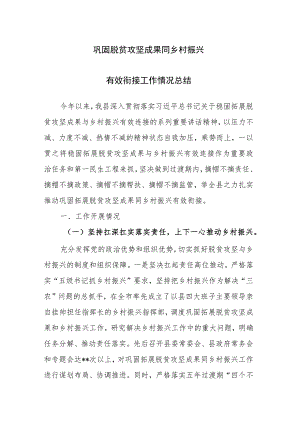 巩固脱贫攻坚成果同乡村振兴有效衔接工作情况总结范文两篇.docx