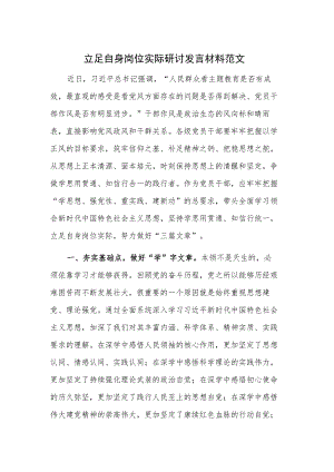 立足自身岗位实际 研讨发言材料范文.docx