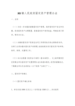 XX镇人民政府固定资产管理办法.docx