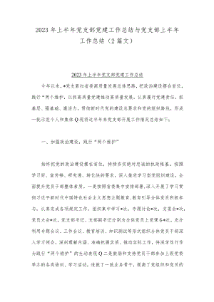 2023年上半年党支部党建工作总结与党支部上半年工作总结（2篇文）.docx