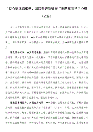 “凝心铸魂强根基、团结奋进新征程”主题教育学习心得（2篇）.docx