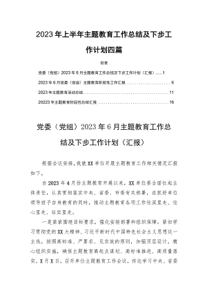 2023年上半年主题教育工作总结及下步工作计划四篇.docx