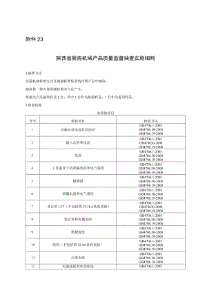 陕西省厨房机械产品质量监督抽查实施细则.docx