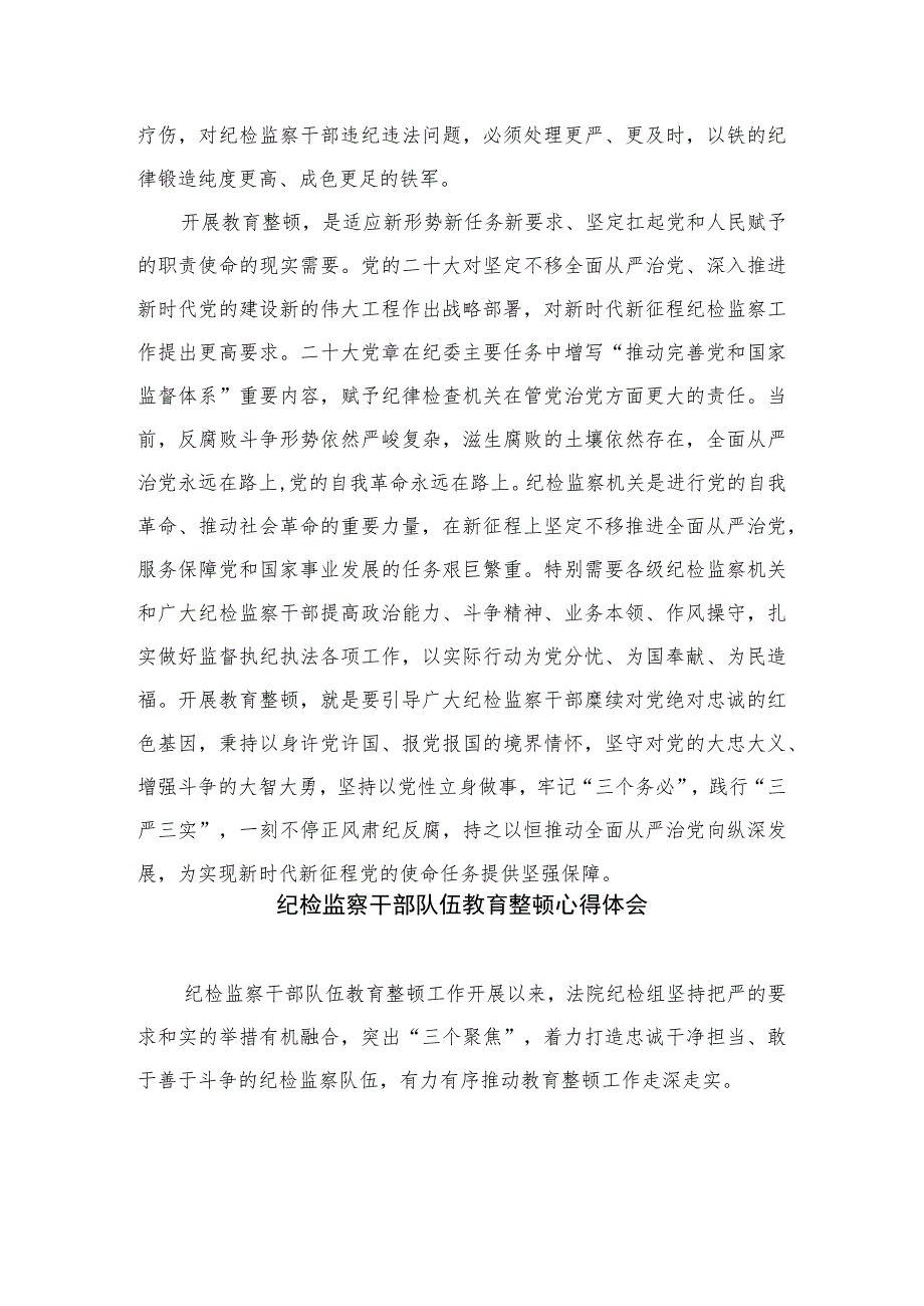 2023纪检监察干部队伍教育整顿活动研讨发言精选版7篇Word版供参考.docx_第3页