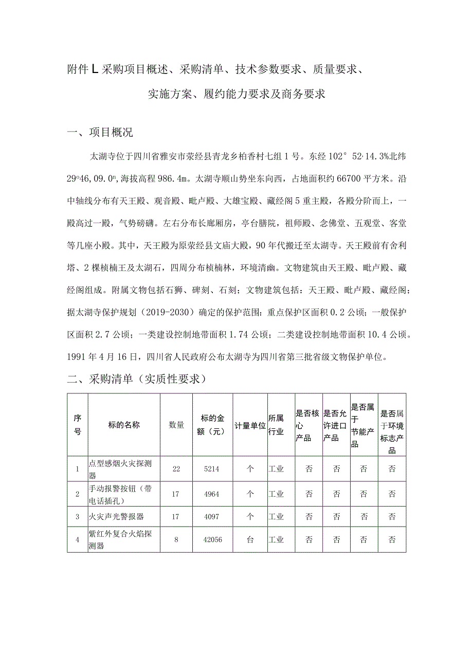 采购项目概述、采购清单、技术参数要求、质量要求、实施方案、履约能力要求及商务要求.docx_第1页