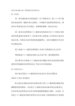 进口TT融资业务管理办法.docx