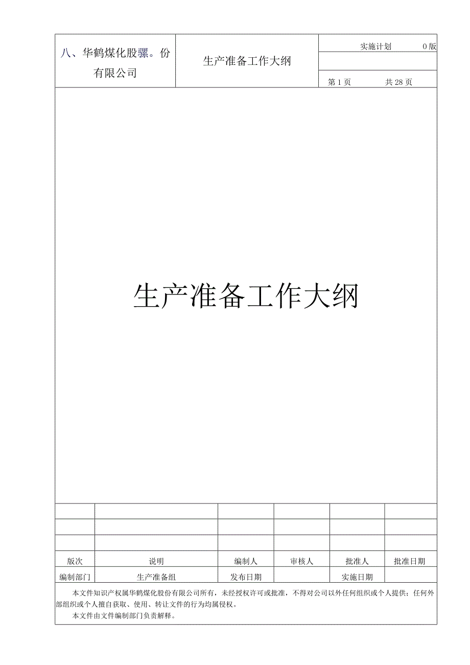 2023年整理-生产准备工作大纲.docx_第1页