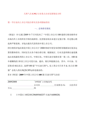 天然气及LNG行业重点企业发展情况分析.docx