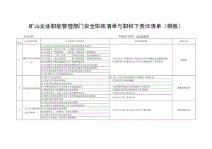 矿山企业职能管理部门安全职权清单与职权下责任清单模板.docx