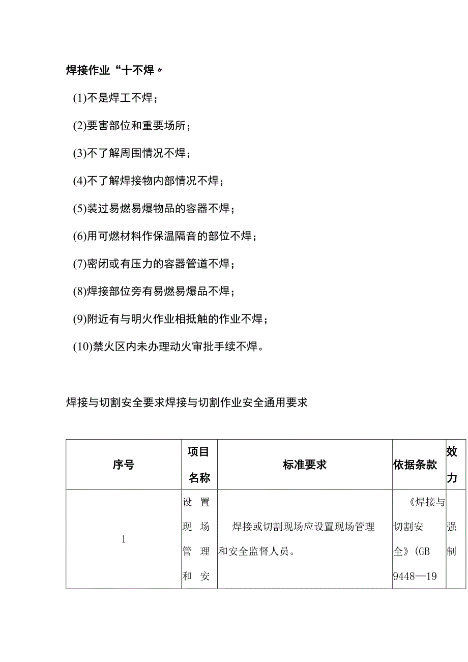 焊接作业“十不焊”和通用安全要求.docx_第1页