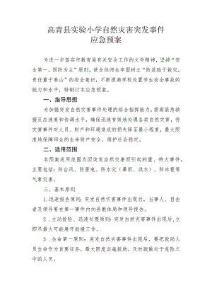 高青县实验小学自然灾害突发事件应急预案.docx