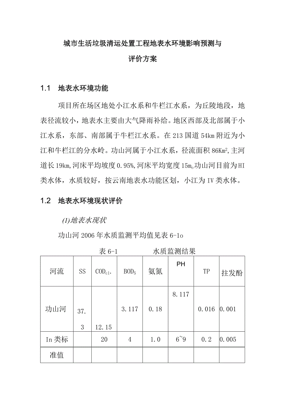 城市生活垃圾清运处置工程地表水环境影响预测与评价方案.docx_第1页