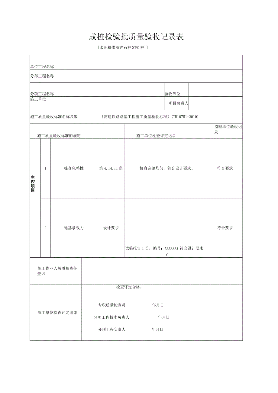 [水泥粉煤灰碎石桩(CFG桩)]成桩检验批质量验收记录表.docx_第1页