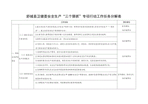 舒城县卫健委安全生产“三个狠抓”专项行动工作任务分解表.docx